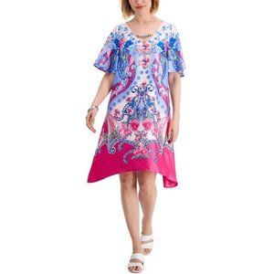 Jm Collection Womens Printed Swing Dress Pink Size Small